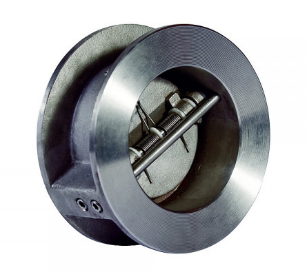Клапан обратный двухствор. межфл. корпус нерж сталь, диск нерж сталь, уплотнение витон (FKM), PN25 DN100